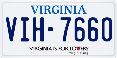 VA license plate VIH7660