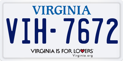 VA license plate VIH7672