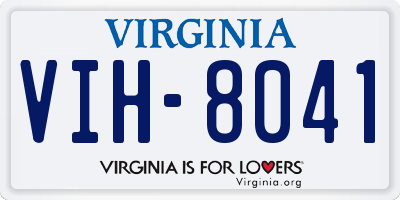 VA license plate VIH8041