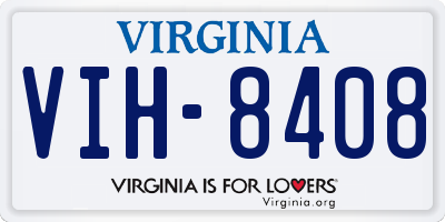 VA license plate VIH8408