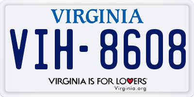 VA license plate VIH8608