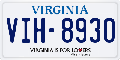 VA license plate VIH8930