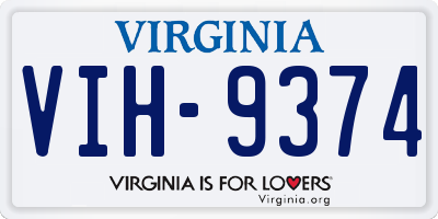 VA license plate VIH9374