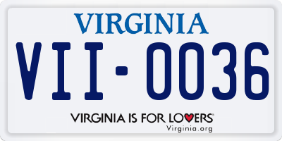 VA license plate VII0036