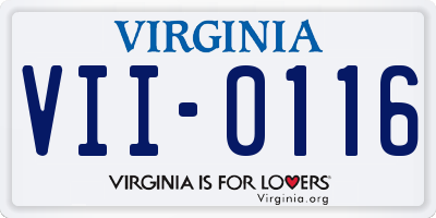 VA license plate VII0116