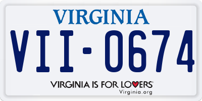 VA license plate VII0674