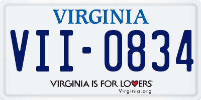 VA license plate VII0834