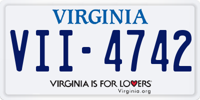 VA license plate VII4742