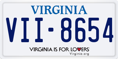 VA license plate VII8654