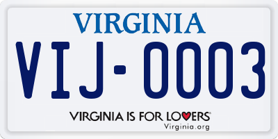 VA license plate VIJ0003