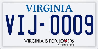 VA license plate VIJ0009