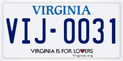 VA license plate VIJ0031