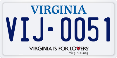 VA license plate VIJ0051