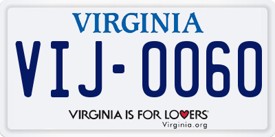 VA license plate VIJ0060