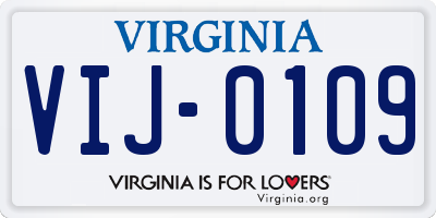 VA license plate VIJ0109
