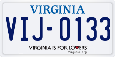 VA license plate VIJ0133