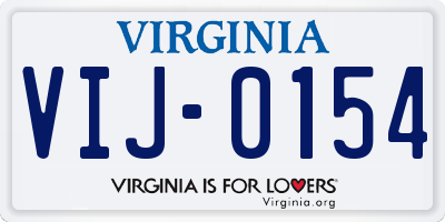 VA license plate VIJ0154