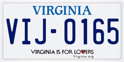 VA license plate VIJ0165
