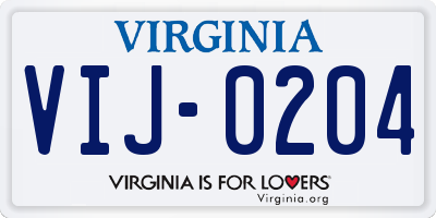 VA license plate VIJ0204
