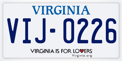 VA license plate VIJ0226