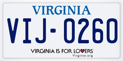 VA license plate VIJ0260