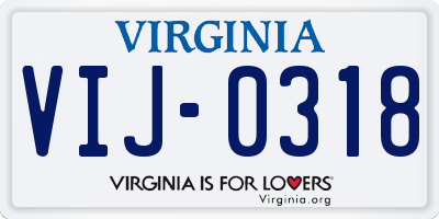 VA license plate VIJ0318