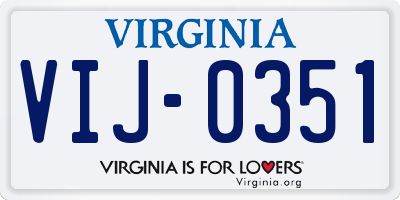 VA license plate VIJ0351