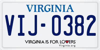 VA license plate VIJ0382