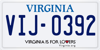 VA license plate VIJ0392