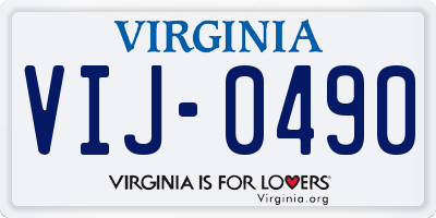 VA license plate VIJ0490