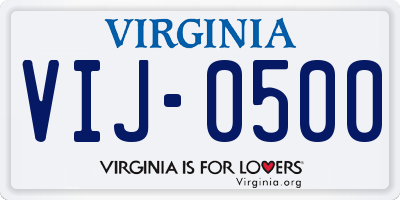 VA license plate VIJ0500