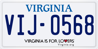 VA license plate VIJ0568