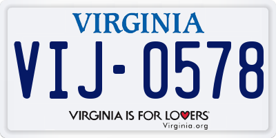 VA license plate VIJ0578