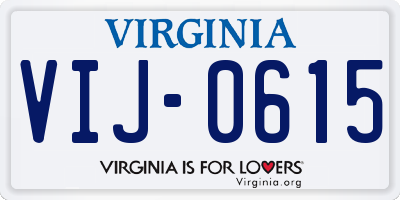 VA license plate VIJ0615