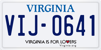 VA license plate VIJ0641