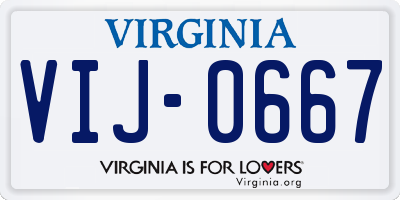 VA license plate VIJ0667