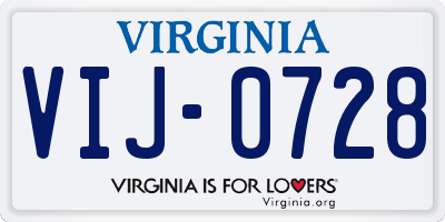VA license plate VIJ0728