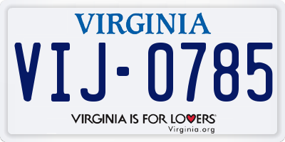 VA license plate VIJ0785