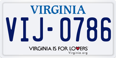 VA license plate VIJ0786