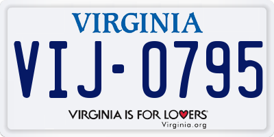 VA license plate VIJ0795