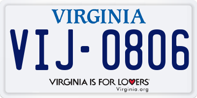 VA license plate VIJ0806