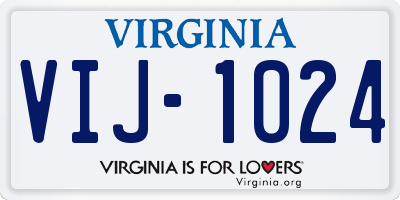 VA license plate VIJ1024