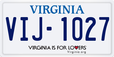 VA license plate VIJ1027