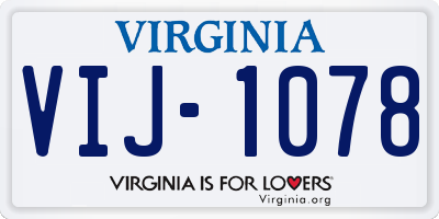 VA license plate VIJ1078