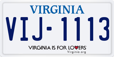 VA license plate VIJ1113