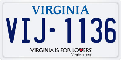 VA license plate VIJ1136