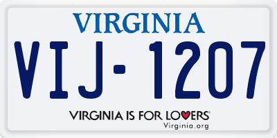 VA license plate VIJ1207