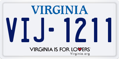 VA license plate VIJ1211