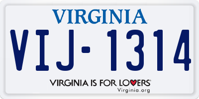 VA license plate VIJ1314