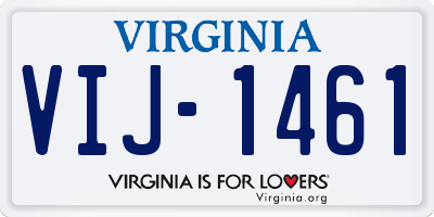 VA license plate VIJ1461